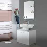 Mobile Bagno A Terra "Stella" Da 70 Cm Composto Da Due Ante Finitura Bianco Lucido