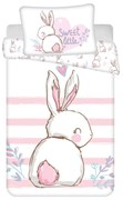 Set copripiumino e federa da bambini bianco/rosa in cotone per culla 100x135 cm Bunny "Sweet" – Jerry Fabrics