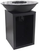 Barbecue plancha braciere a carbone e legna con contenitore 80 x 80 x 96 cm Nero - IGNOS