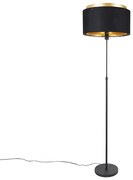 Lampada da terra moderna nera con doppio paralume dorato - Parte