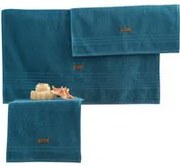 Set 3 asciugamani bagno cotone Wellness blu petrolio