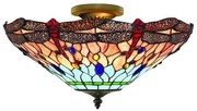 Dragonfly semi-flush - metallo ottone anticato e vetro colorato