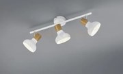 Latika barra 3 spots metallo bianco ed effetto legno l. 47cm attacc...
