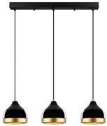 Lampadario a sospensione con cavo YILDO 3xE27/40W/230V nero/oro