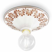 Plafoniera Grande Classica Trieste Bianco Decorato Filo Marrone 1 Luce E27