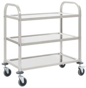 Carrello Da Cucina A 3 Livelli 95x45x83,5 Cm İn Acciaio Inox /