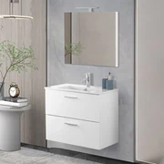 Mobile bagno sospeso 100 cm Master grigio cemento con specchio contenitore