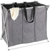 Cesto per biancheria a tre sezioni Trilogia grigio, 130 l - Wenko