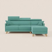 Sole Divano letto matrimoniale angolare con penisola contenitore e poggiatesta reclinabili - tessuto smacchiabile T23