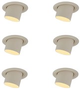Set di 6 faretti da incasso beige GU10 50mm rotondi orientabili e inclinabili - Installa