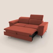 Aisha Divano con poggiapiedi estraibile piedini alti e poggiatesta reclinabili in tessuto Smacchiabile T05 rosso