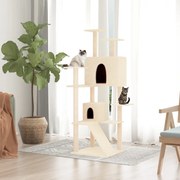 Albero per gatti con tiragraffi in sisal crema 153 cm