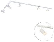 Sistema di illuminazione a binario moderno con 5 faretti bianchi monofase - Iconic Jeana