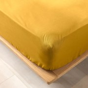 Lenzuolo giallo elasticizzato in cotone biologico 90x190 cm Biolina - douceur d'intérieur