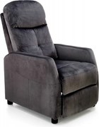 Poltrona reclinabile Felipe 2 in velluto nero - H103 cm