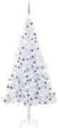 Albero di Natale Preilluminato con Palline 180-210 cm 564-910 Rami, Albero di Natale Preilluminato Palline Bianco 210 cm 910 Rami II