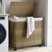 Cesto Portabiancheria Con Ruote 60x35x60,5 Cm Rattan /