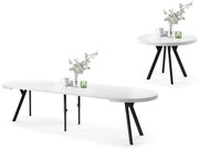 VITO Bianco Opaco/gambe nere – TAVOLO ROTONDO GRANDE Ø110 ALLUNGABILE FINO A 310 cm CON GAMBE A Y STILE LOFT/INDUSTRIALE