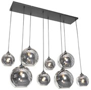 Lampadario Art Déco nero con vetro fumé 8 luci - Sandra