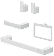 Set accessori bagno 4pz da parete in acciaio bianco Pirenei