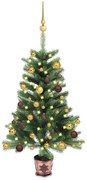 Albero di Natale Preilluminato con Palline Verde, Albero di Natale Preilluminato con Palline Verde 65 cm III