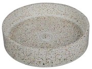 Kamalu - lavabo da appoggio rotondo con finitura terrazzo beige | ktere-430be