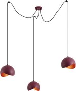 Lampada a sospensione di design rossa con vetro opale 3 luci - Tulip
