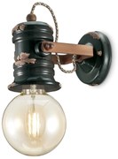 Applique Industrial Minimal Urban Ferro E Ceramica Vintage Nero 1 Luce E27