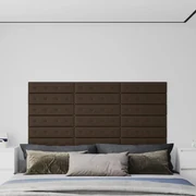 Pannelli Murali 12 Pz Marrone 60x15 Cm Similpelle 1,08 M² /