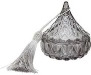 Portagioie piramide grigio con coperchio e nappina