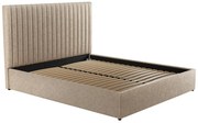 Letto con contenitore con testiera letto cuciture verticali 140 x 190 cm Tessuto Beige SARAH