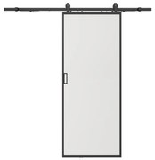 Porta scorrevole esterno muro H205 x L93 cm Alluminio e Vetro temperato smerigliato - LINCI II