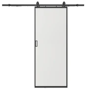 Porta scorrevole esterno muro H205 x L93 cm Alluminio e Vetro temperato smerigliato - LINCI II