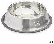 Ciotola per cani Argentato Grigio Gomma Metallo 35 x 0,03 x 25 cm (24 Unità)