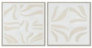 Quadro Home ESPRIT Bianco Beige Astratto Scandinavo 83 x 4,5 x 83 cm (2 Unità)