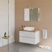 Mobile sottolavabo e lavabo con illuminazione City bianco e rovere naturale L 80 x H 54.4 x P 45.6 cm