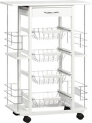 Carrello da Cucina con Ripiani e Cassetto Piano di Lavoro in Ceramica 57x37x83 cm...