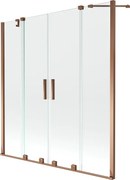 Mexen Velar Duo paratia per vasca da bagno a 2 ante scorrevoli 160 x 150 cm, trasparente, oro rosa - 896-160-000-02-60