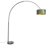 Lampada ad arco botanica con paralume in velluto nero a forma di pavone 50 cm - XXL