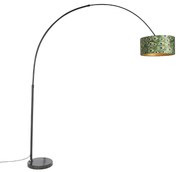 Lampada ad arco botanica con paralume in velluto nero design pavone 50 cm - XXL