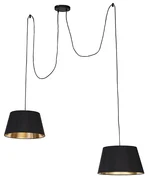 Lampada a sospensione moderna nera a 2 luci - Lofty