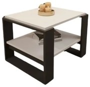 Tavolino Basso Da Salotto Stile Moderno 63x54x45 Axel Bianco E Antracite