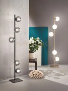 Piantana monile nero 5 luci attacco e14 h.170cm sfere in vetro fume'