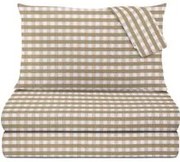 Completo letto matrimoniale quadretti beige