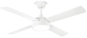 Ventilatore Metallo Bianco Opaco Led 22W 4 Pale Legno Bianco Noce Chiaro Orione