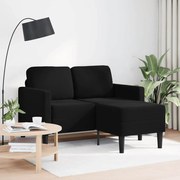 Divano 2 Posti Con Chaise Longue A L Nero 125 Cm Velluto /