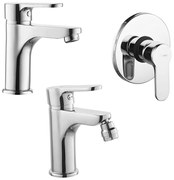 Set miscelatori lavabo bidet e doccia incasso cromati Paco con scarico