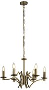 Lampadario Industrial-Nordico Ascot Acciaio Ottone 6 Luci E14