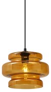 Lampada a sospensione retrò nera con vetro arancione - Denise