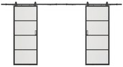 Porta scorrevole doppia sist. esterno muro 2xH205xL73cm  Alluminio e Vetro temperato trasparente - SINCA II